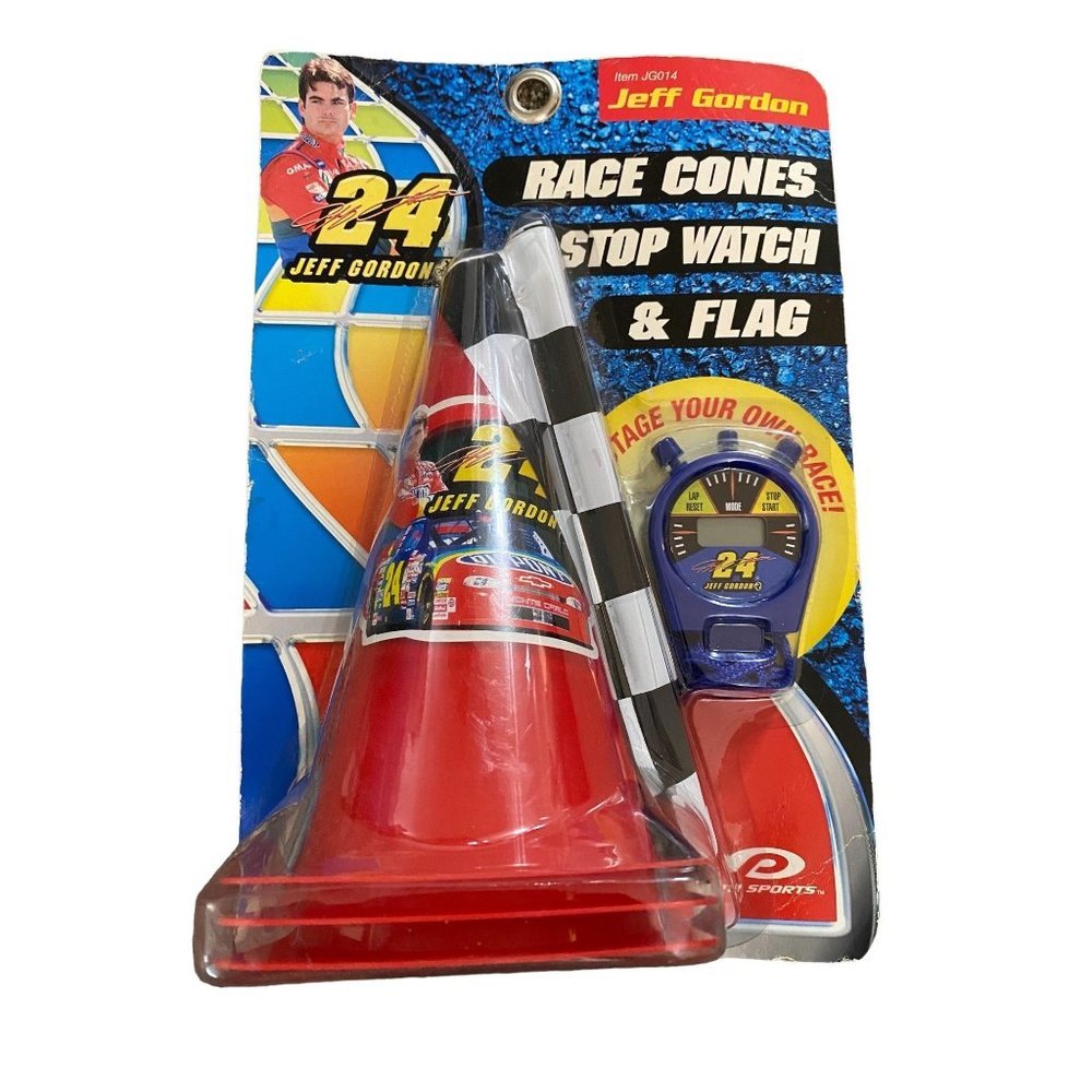 Vintage PTI Sports NASCAR Race Cones Stop Watch Flag Jeff Gordon Item JG014